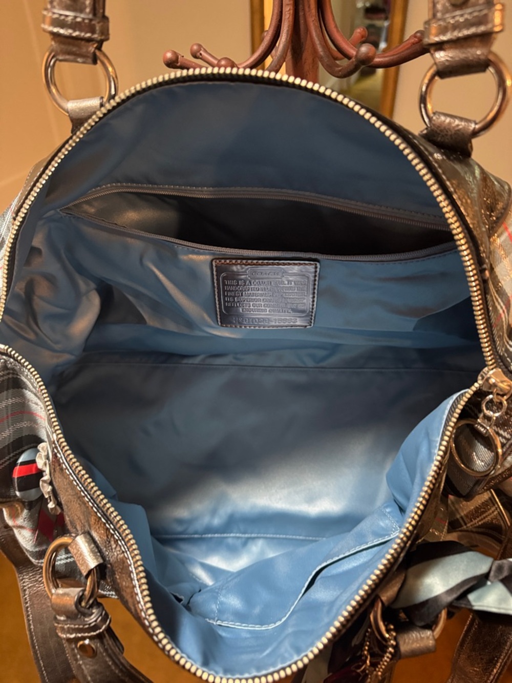Coach Poppy Limited Addition Tartan Glam Travel Duffle with Shoulder Strap - Picture 8 of 9